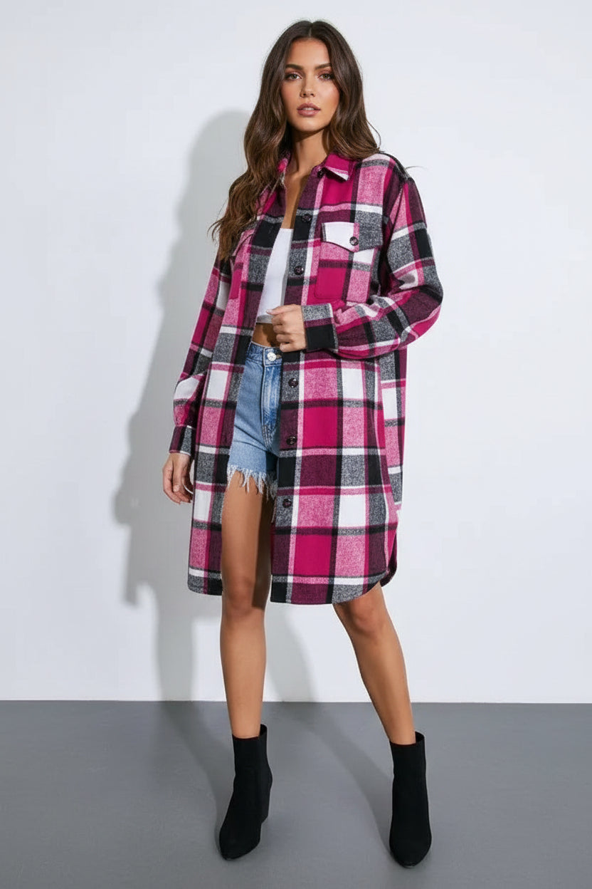 A plaid midi jacket-IJ10159 FLYING TOMATO