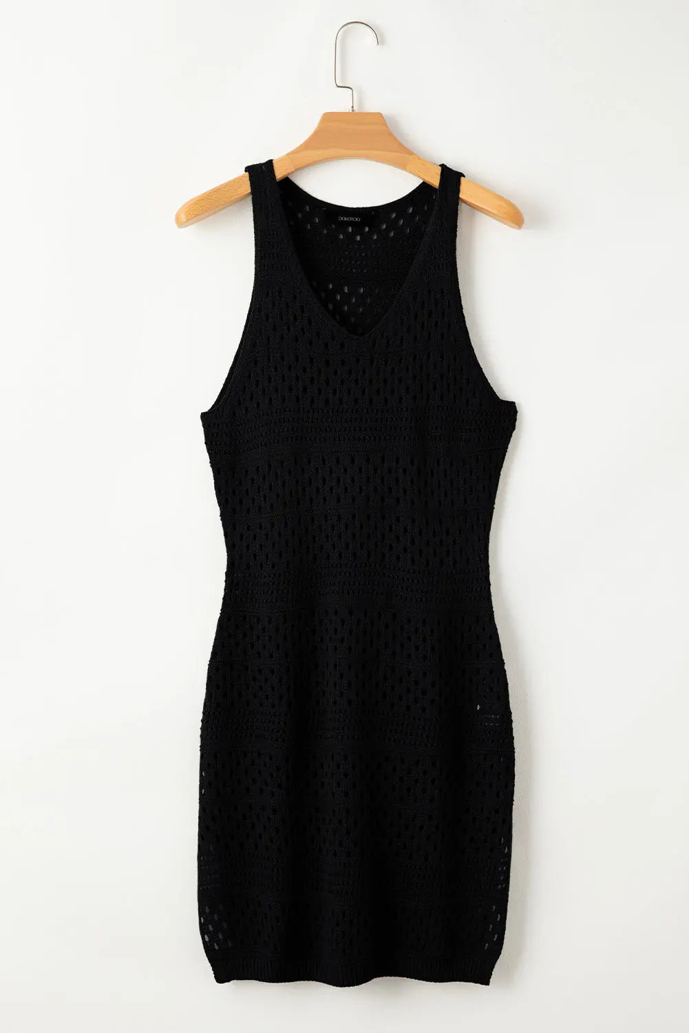 Black Hollow Crochet Cover Up Dress with Slits Florida Girl Fashion Boutique