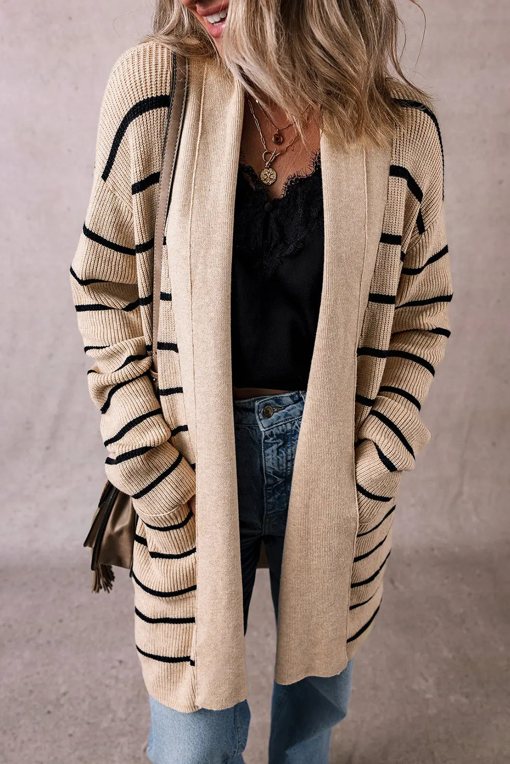 Black Stripe Shawl Cardi Florida Girl Fashion Boutique
