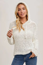 Popcorn Knit Hooded Sweater Bluivy