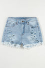 Light Blue Ripped Raw High Waist Denim Short Florida Girl Fashion Boutique