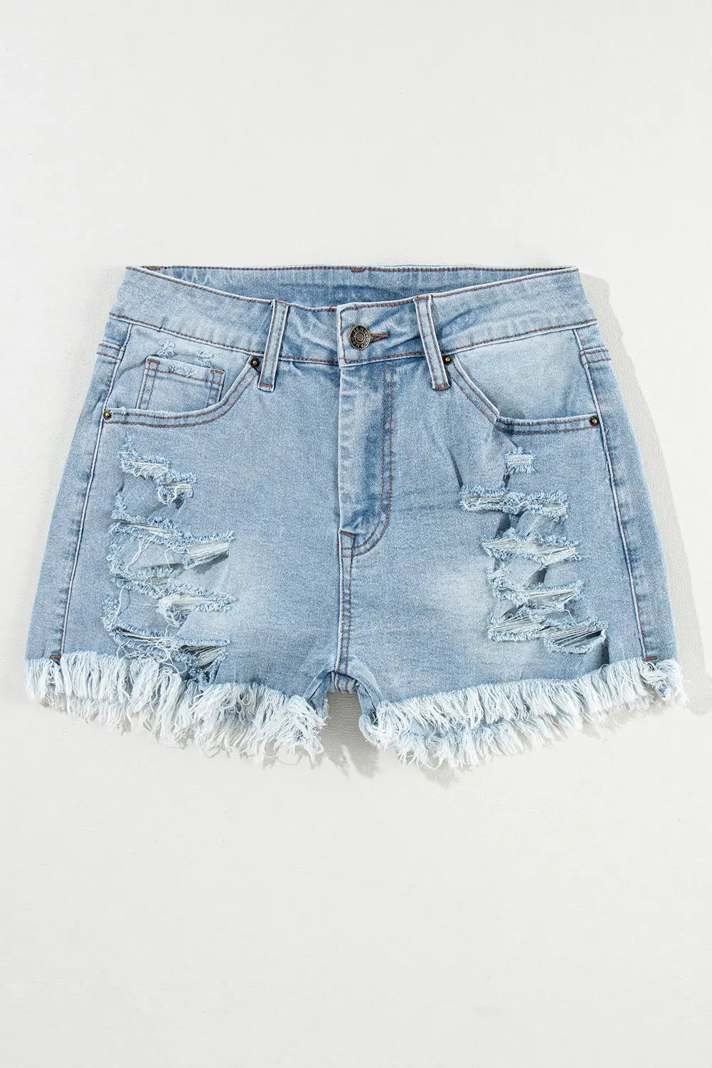 Light Blue Ripped Raw High Waist Denim Short Florida Girl Fashion Boutique