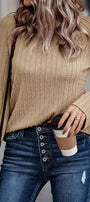Khaki Ribbed Long Sleeve Top Florida Girl Fashion Boutique