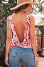Pink Floral Twisted Open Back Top Florida Girl Fashion Boutique