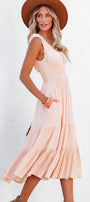 Smocked Ruched High Waist Midi Dress Florida Girl Fashion Boutique