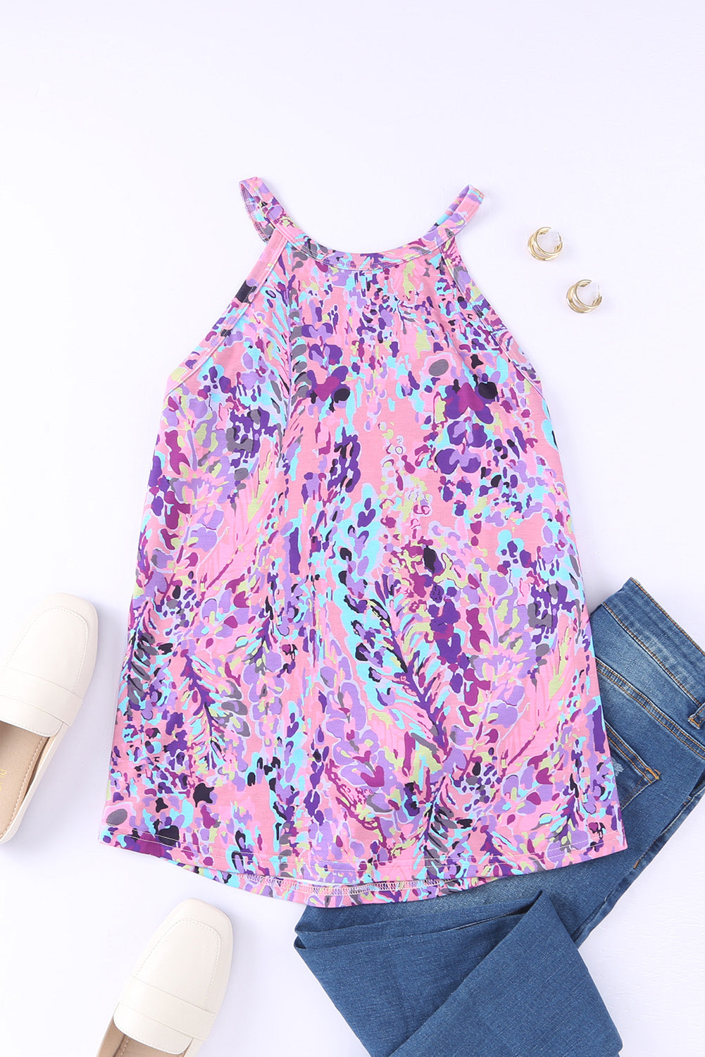 Purple Floral Halter Tank Florida Girl Fashion Boutique