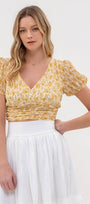 Floral Tie Back Crop Top Blu Pepper