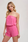 Strapless Drawsting Romper Bluivy