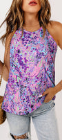 Purple Floral Halter Tank Florida Girl Fashion Boutique