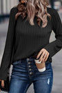 Black Textured Long Sleeve Top Florida Girl Fashion Boutique