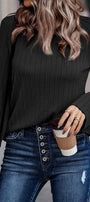 Black Textured Long Sleeve Top Florida Girl Fashion Boutique