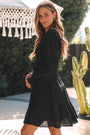 Black Bishop Sleeve Smocked Tiered Mini Dress Florida Girl Fashion Boutique
