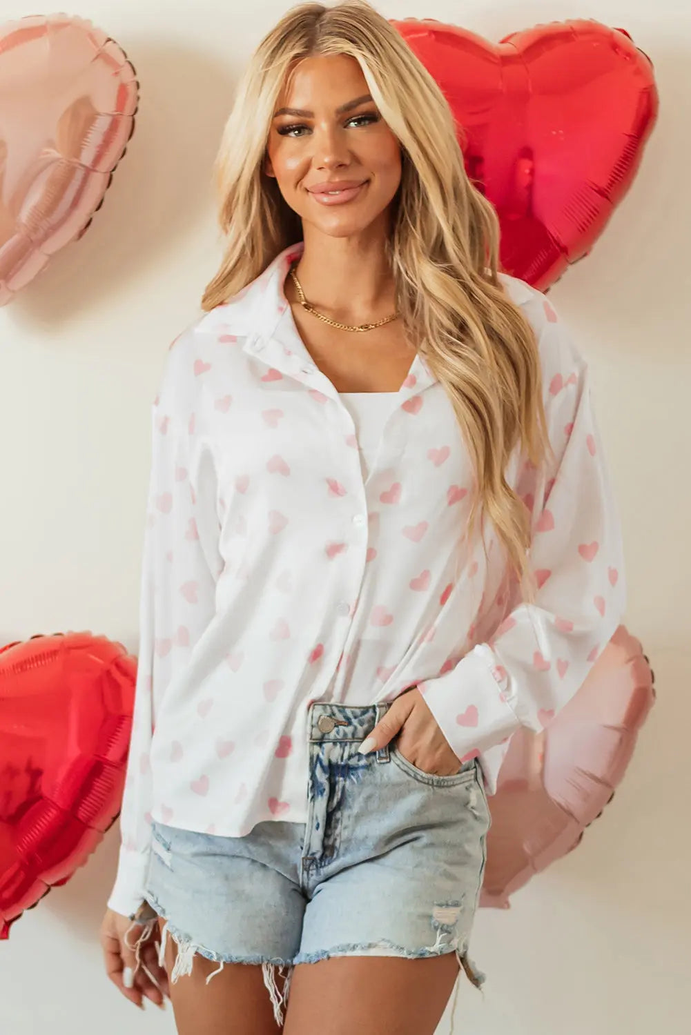 Love Heart Button Up Shirt Florida Girl Fashion Boutique