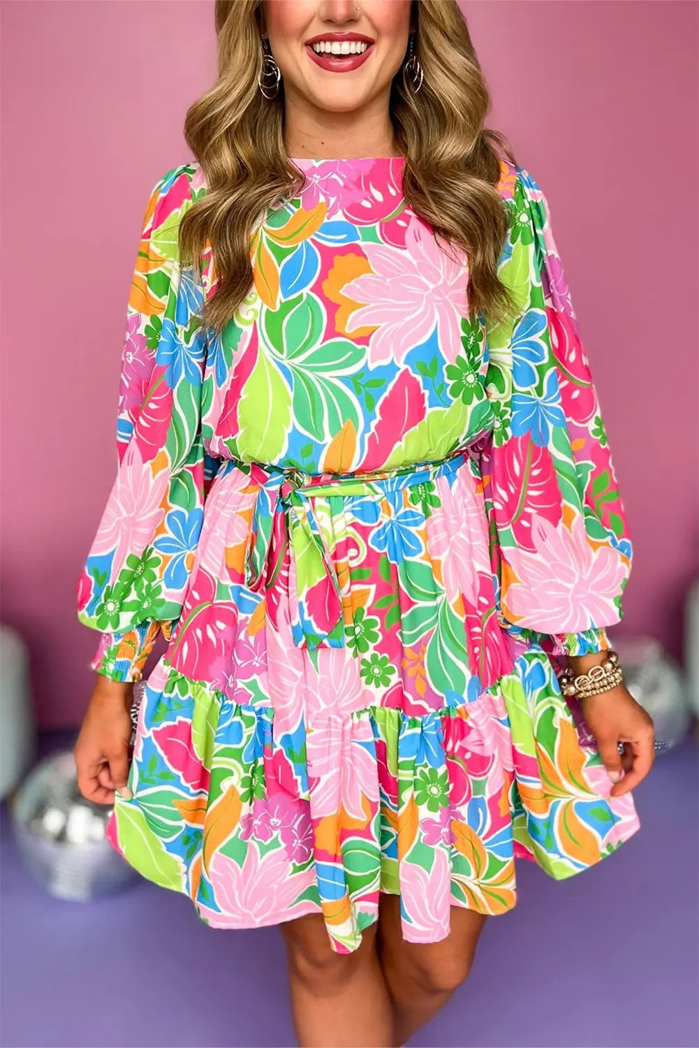 Botanical Bubble Sleeve Dress Florida Girl Fashion Boutique