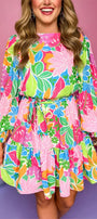 Botanical Bubble Sleeve Dress Florida Girl Fashion Boutique