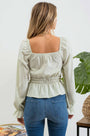 Green Gingham Blouse Blu Pepper