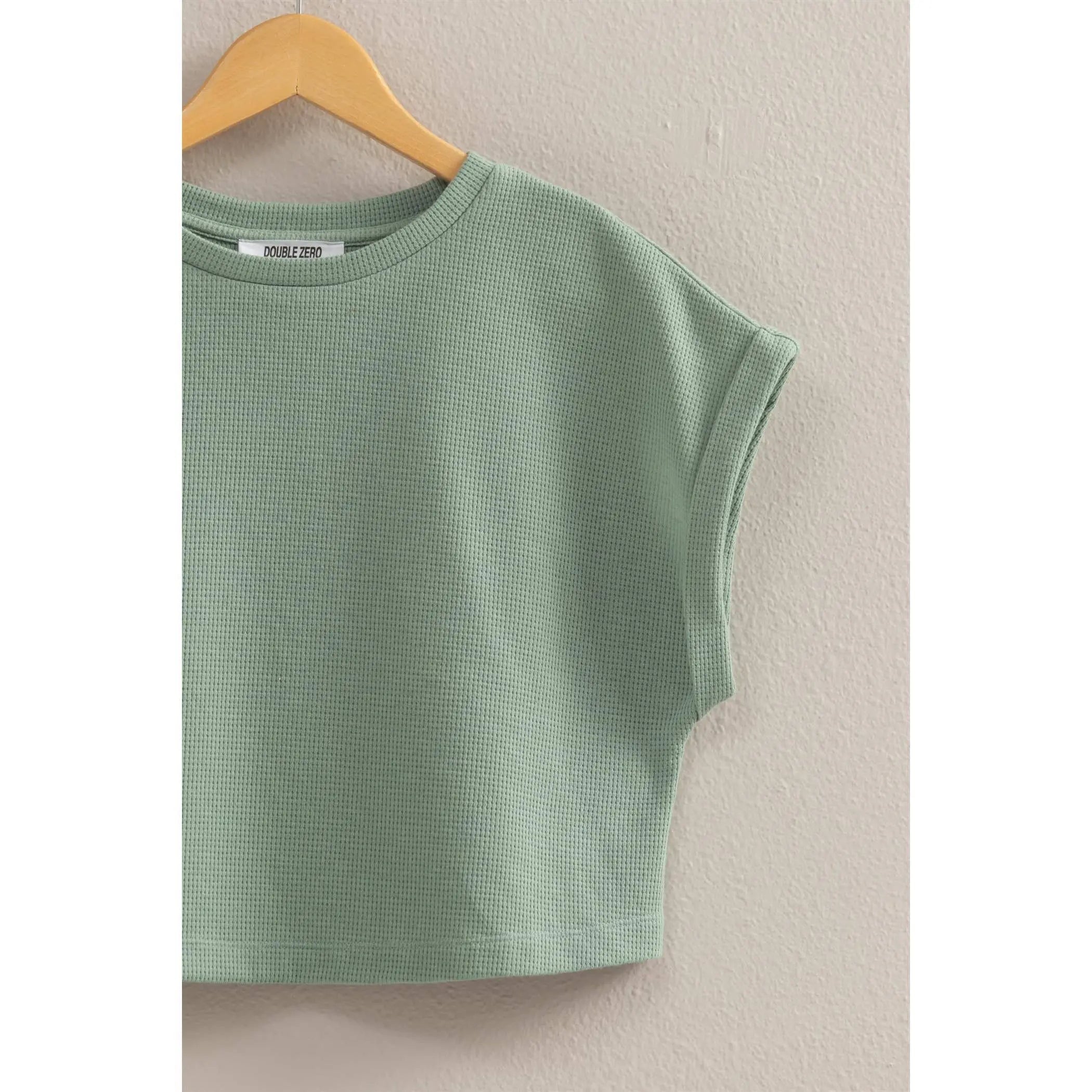 Waffled Knit Short Sleeve Crop Top HYFVE