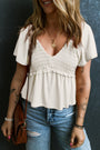Shirred Flutter Sleeve Blouse Florida Girl Fashion Boutique