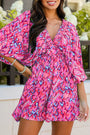 Abstract Print Puff Sleeve V Neck High Waist Romper Florida Girl Fashion Boutique