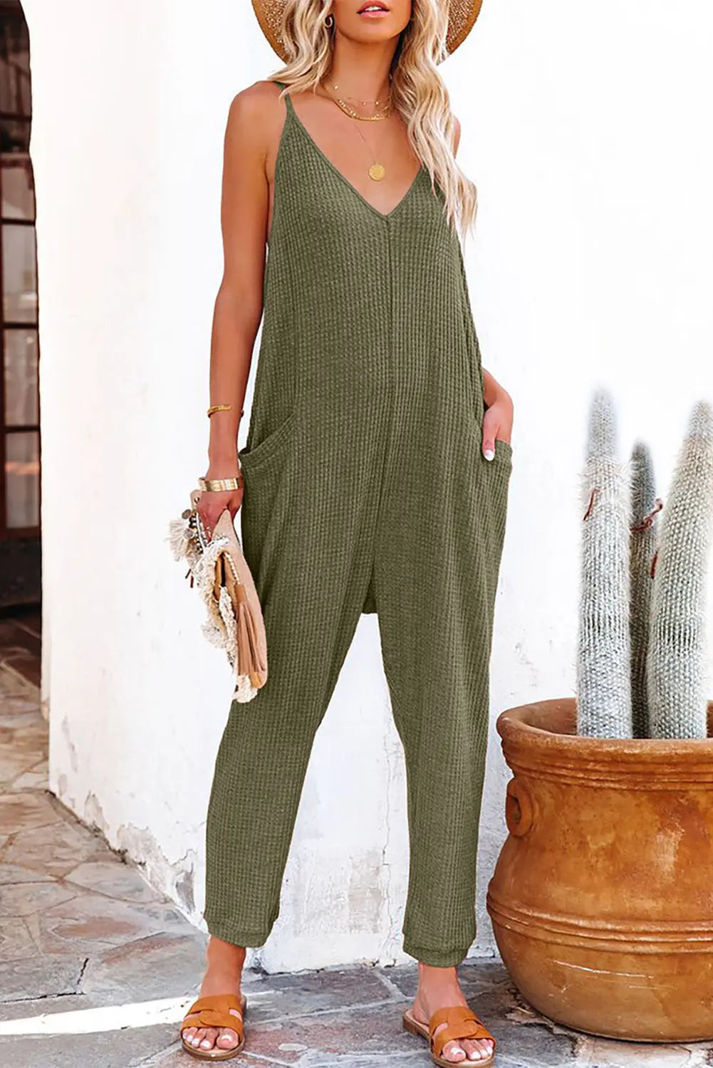 Waffle Knit Jumpsuit Florida Girl Fashion Boutique
