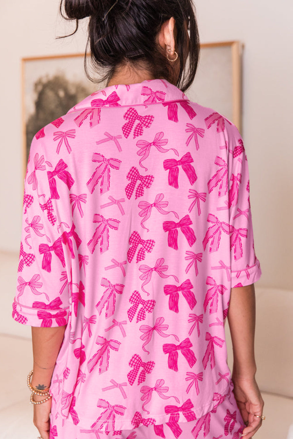 Double Pink Bow Pajama Set Florida Girl Fashion Boutique