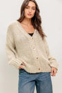 A sweater knit cardigan- ISW5317 CREAM GOLD FLYING TOMATO