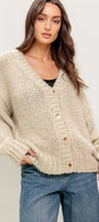 A sweater knit cardigan- ISW5317 CREAM GOLD FLYING TOMATO