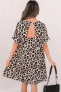 Cheetah Print Backless V Neck Loose Fit Mini Dress Florida Girl Fashion Boutique