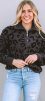 Fuzzy Black Leopard Pullover Florida Girl Fashion Boutique
