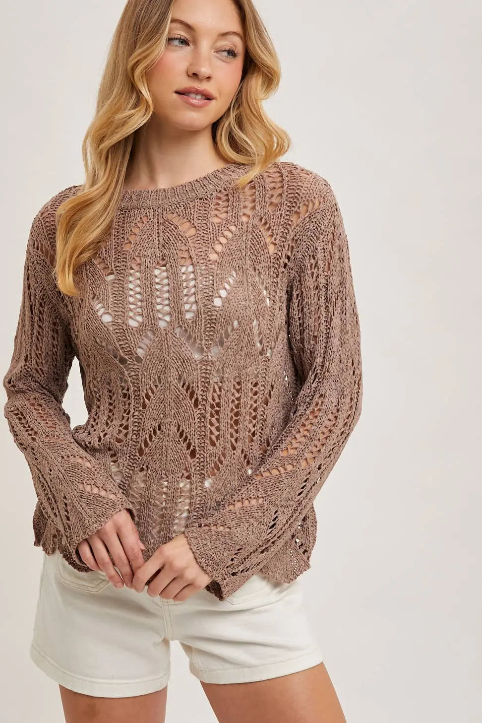 Sheer Open Knit Sweater Bluivy