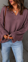 Purple Waffle Knit Long Sleeve Top Florida Girl Fashion Boutique