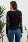 Lace Trim V Neck Top Blu Pepper