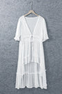 White Half Sleeve Ruffled High Low Kimono Florida Girl Fashion Boutique