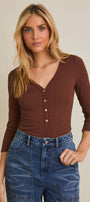 Cocoa Button Front Bodysuit