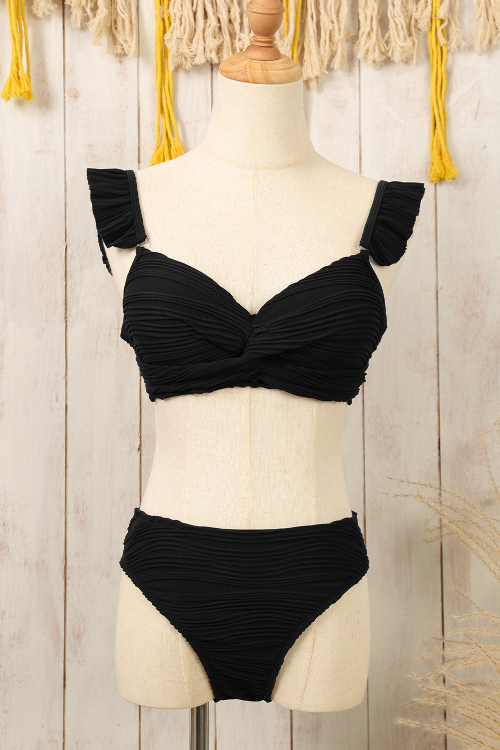 Black Ruffle Strap Bikini Florida Girl Fashion Boutique