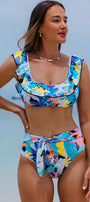 Blue Tropical Ruffle Bikini Florida Girl Fashion Boutique