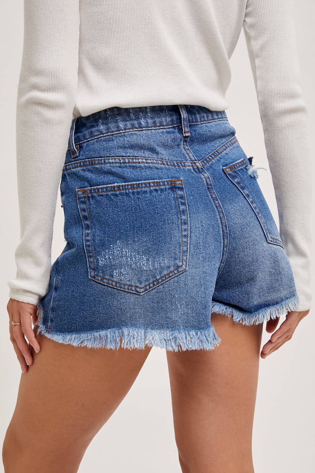 High Rise Distressed Denim Short Bluivy