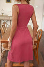 Mineral Red Twisted Bust V Neck Sleeveless Dress Florida Girl Fashion Boutique