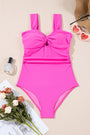 Bright Pink Cut out Twist Bowknot Backless One Piece Swimsuit Florida Girl Fashion Boutique