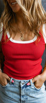 Contrast Ribbed Tank Florida Girl Fashion Boutique