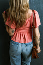 Shirred Flutter Sleeve Blouse Florida Girl Fashion Boutique
