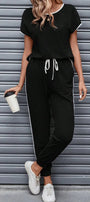 Black Contrast-Trim Jogger Set Florida Girl Fashion Boutique