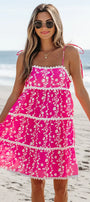 Pink Floral Ric Rac Mini Dress Florida Girl Fashion Boutique