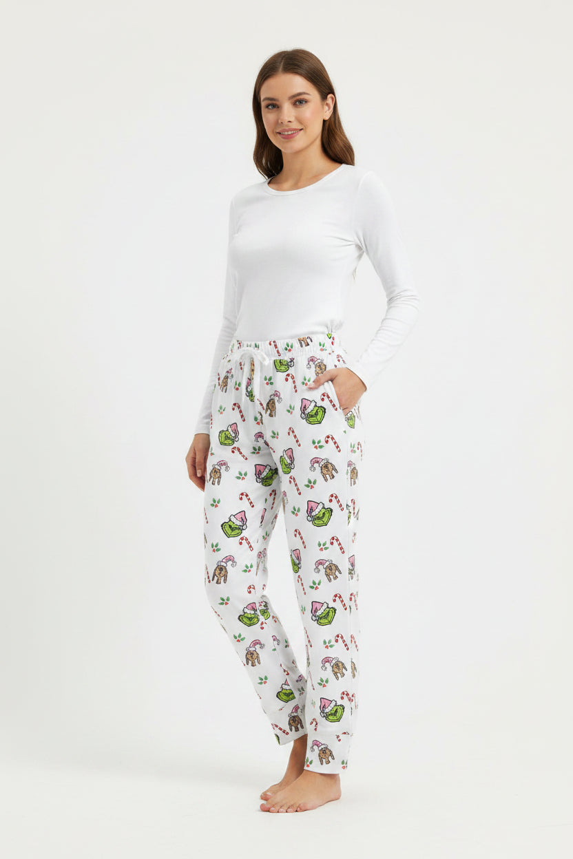 3 Colors Adult Women Christmas Green Face Bottom Pants Pajamas Aier Wholesale