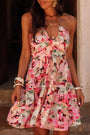 Pink Floral Halter Mini Dress Florida Girl Fashion Boutique