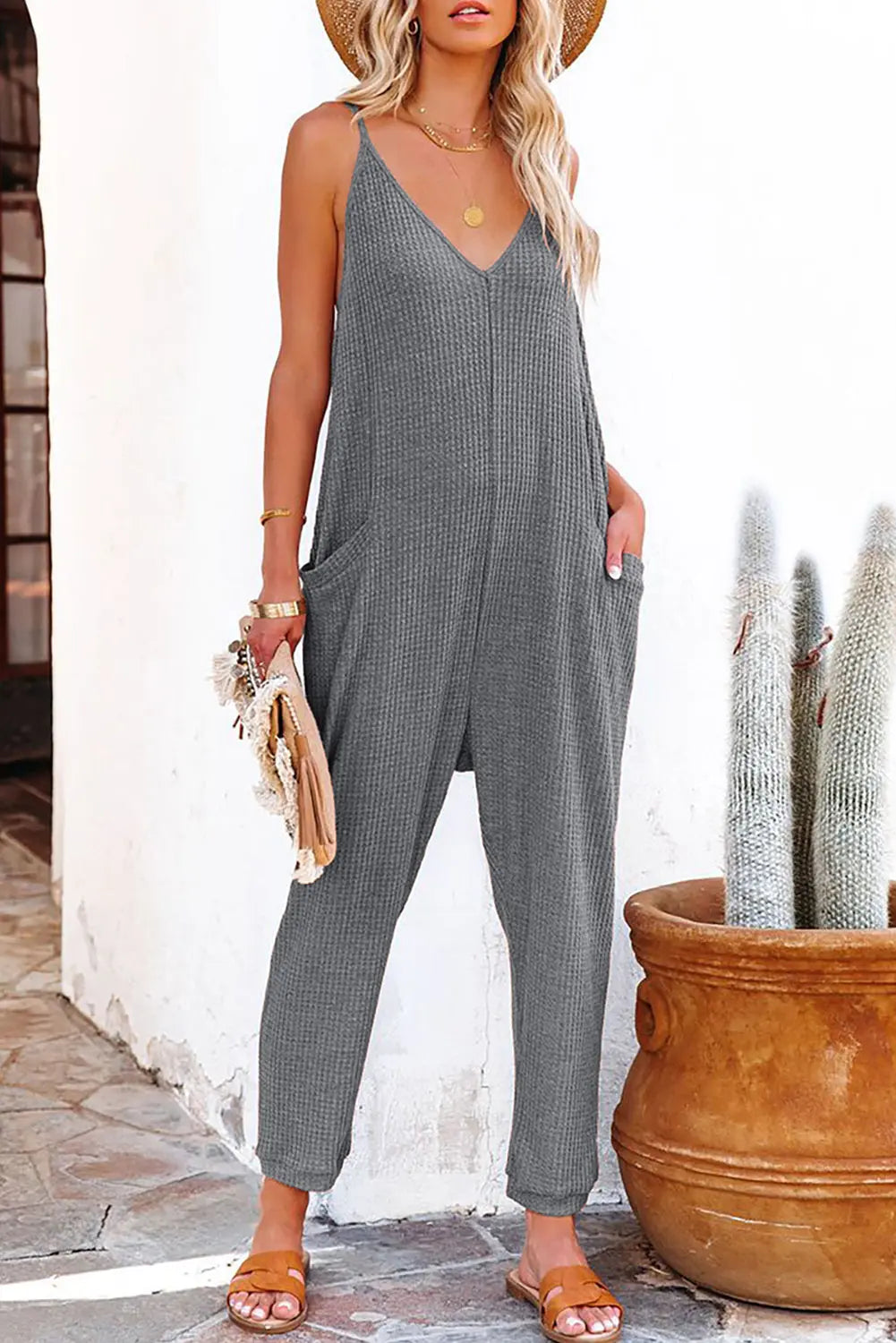 Waffle Knit Jumpsuit Florida Girl Fashion Boutique