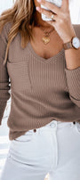 Khaki Ribbed Pocket Top Florida Girl Fashion Boutique