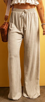 Beige Linen-Blend Wide-Leg Pants Florida Girl Fashion Boutique