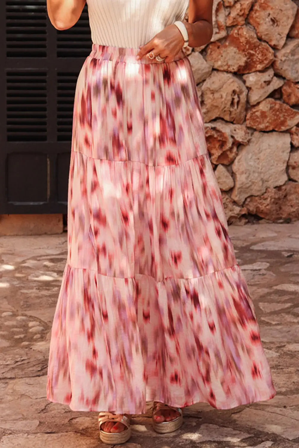 Pink Watercolor Maxi Skirt Florida Girl Fashion Boutique