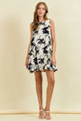 FLORAL JACQUARD BUBBLE HEM MINI DRESS - 28129D Doe and Rae